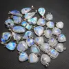 Unit One Piece Natural blue moonstone sliver 925 pendant rainbow moonstone with black spot pendant for gift 6