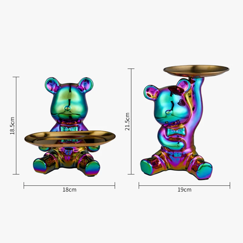 

Sculpture Resin Colorful Plating Bear Storage Box Home Living Room Desktop Storage Tray Decorative Statue