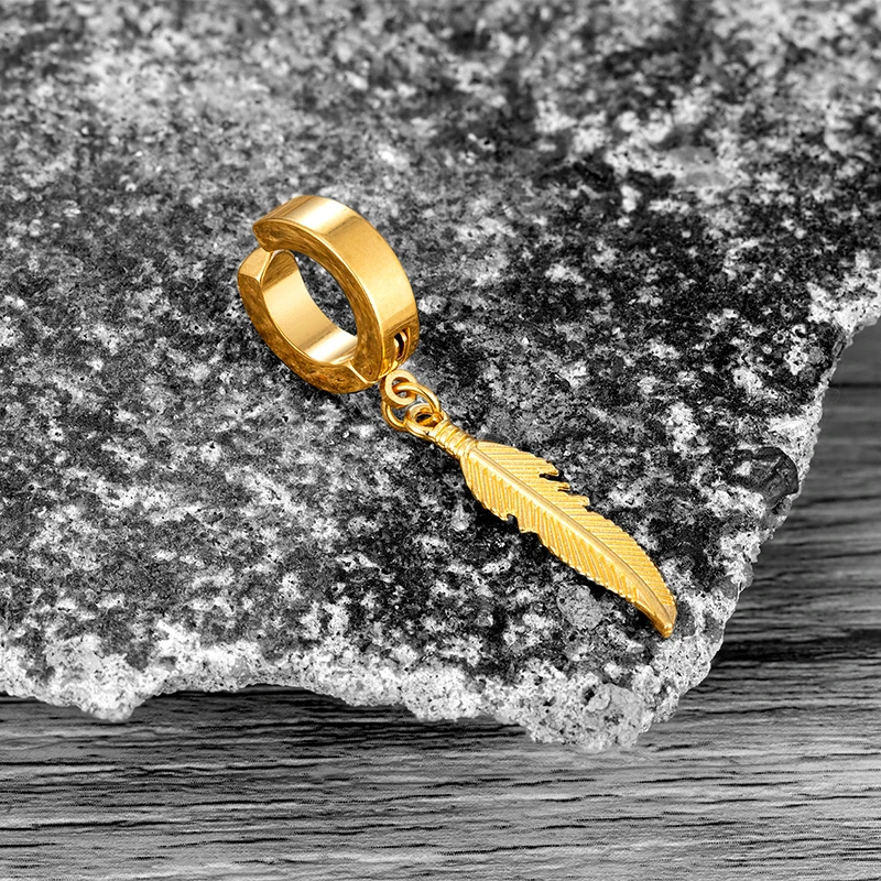 Trend Stainless Steel Feather Ear Clip For Man Women Korean - Main Image