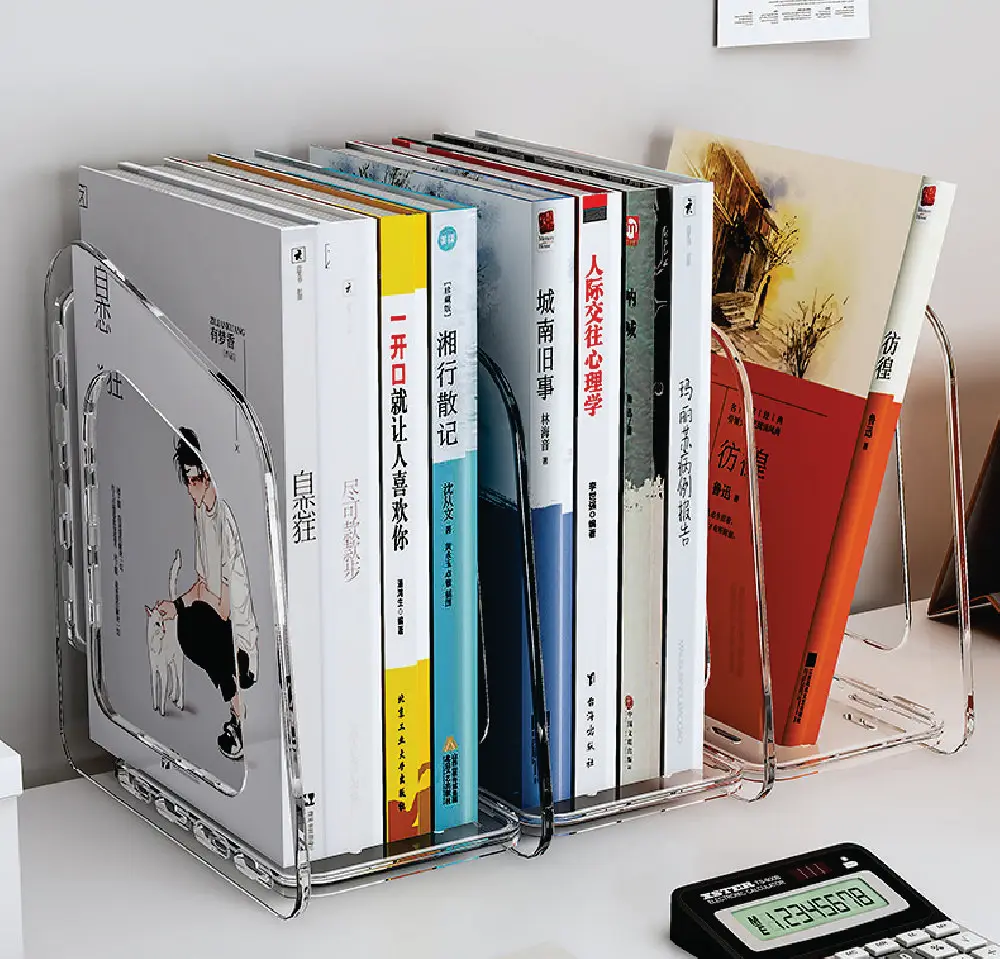 3/4/5-Section Desk File Organizer A4 Acrylic File Sorter for Office Classroom Stackable Desktop Stationery Holder Organization