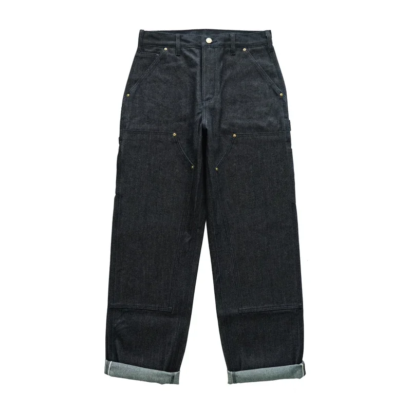 Sauce Zhan B01 Mens Jeans Selvedge Sanforized Denim cargo Jeans for Men Double-Front Loose Fit 14.5 Oz Unwash 4