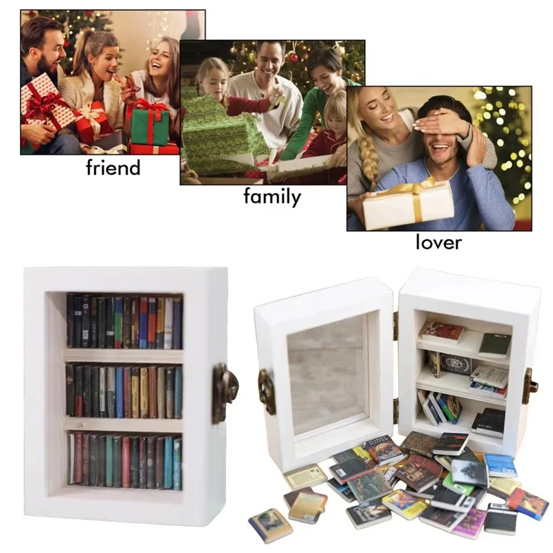 Anti-Anxiety Bookshelf With 60 Books Miniature Book Match Boxes Gifts Shake Away Your Anxiety House Decoration