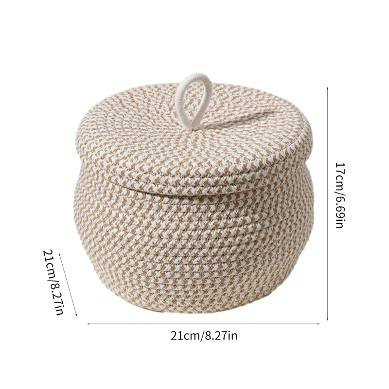 Panier Rangement Rond Avec Couvercle En Corde De Coton - Déco & Organisation