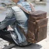 Vintage Genuine Leather Backpack Laptop Bag Crazy-horse Leather School Bag Outdoor Travel Weekender Shoulder Bag 5