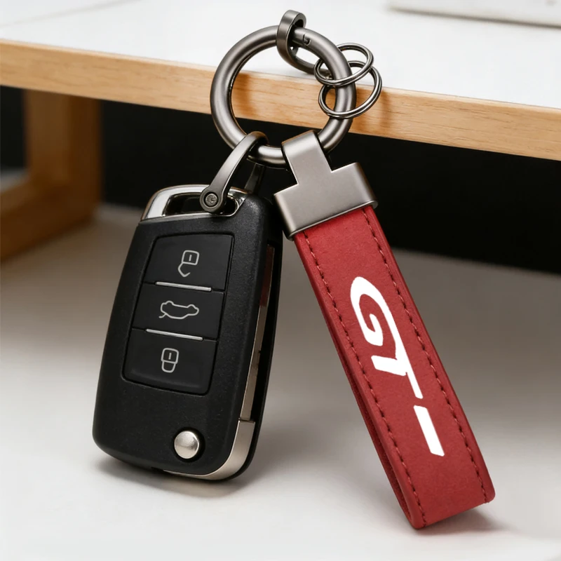 Premium Suede Leather Automotive Keychain