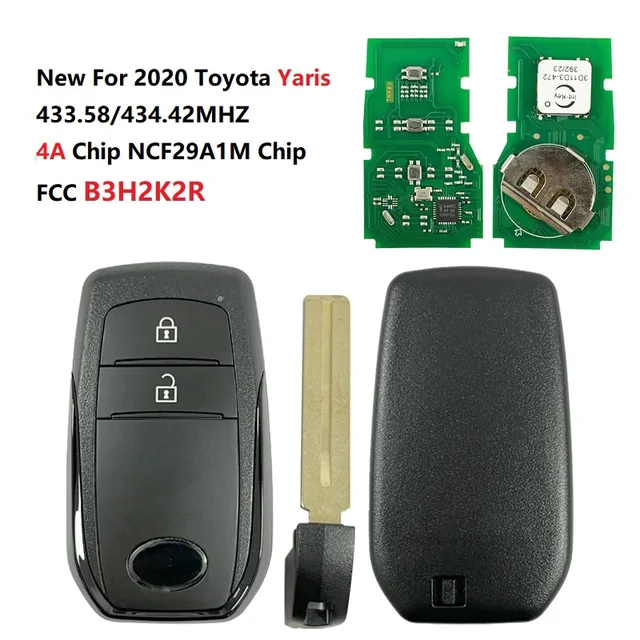 Toyota Yaris smart key 2020 2 buttons 433MHz B3H2K2R NCF29A1M HITAG AES 4A chip replacement 1