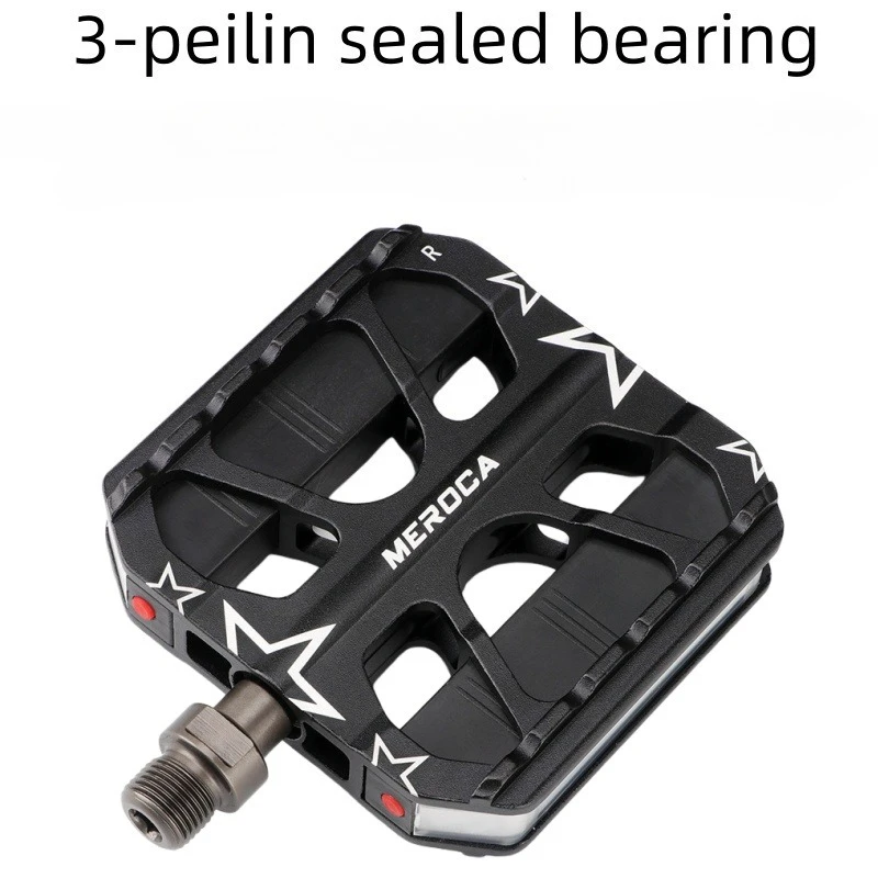 알루미늄 MTB 자전거 페달 3개의 밀폐형 베어링 블랙 LED 라이트 포함 9/16 퀵 릴리즈 자전거 페달 MTB 폴딩 바이크용