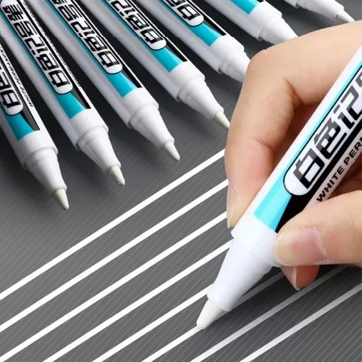 1Pc 0.7/1.0/2.5MM White Permanent Marker Pen Waterproof Painting Marker For Wood Rock Plastic Glass Stone Metal Art Supplies