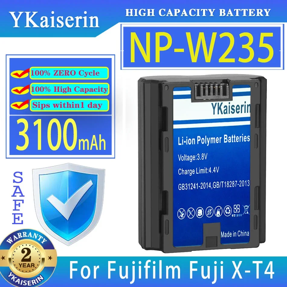 Batteria Ykaiserin Np-W235 Npw235 3100Mah Per Fujifilm Fuji X-T4 Xt4 Gfx 100S Vg-Xt4 Impugnatura Verticale Bateria