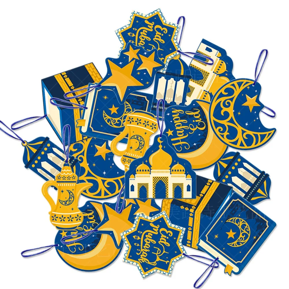 BlueEidPartyHangingPendantsStarCastleHappyEidMubarakPartyDecor2023IslamicMuslim