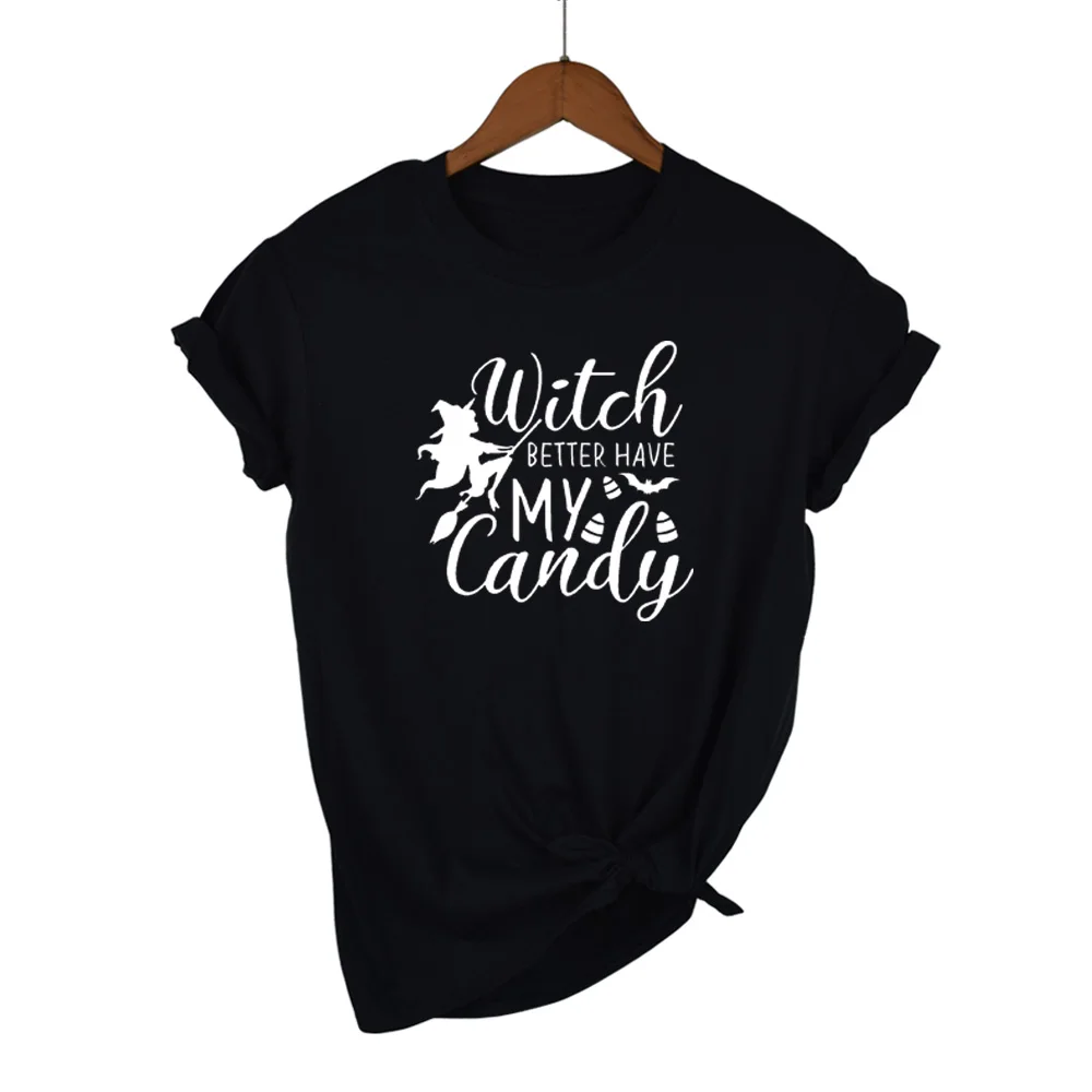 

Женская футболка из хлопка с надписью «Witch Better has My Candy»