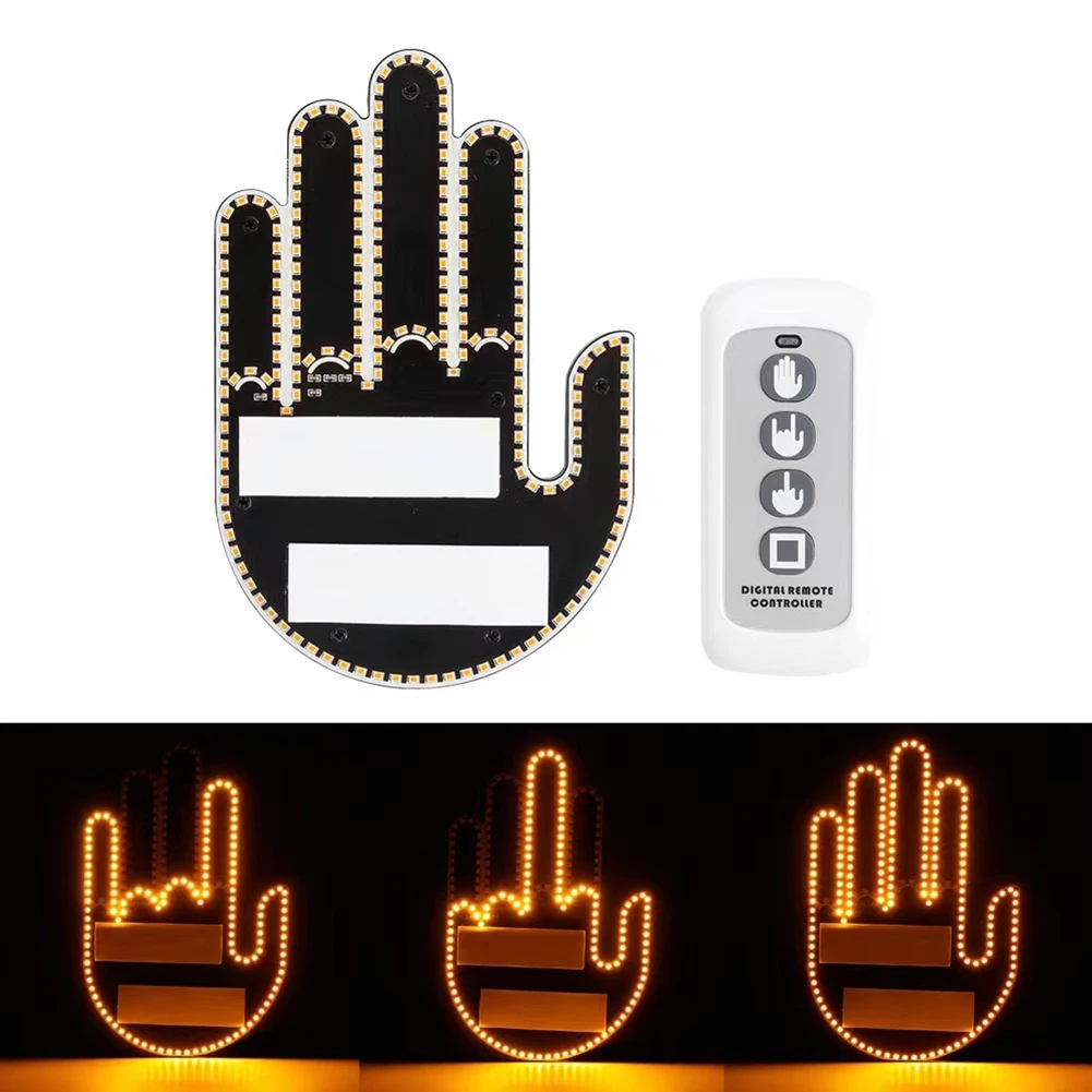 DIY Funny Middle Finger Gesture Car LED Light Creative Car Rear Windshield  LED Amber Warning Light Auto SUV Interior Sign Light - AliExpress