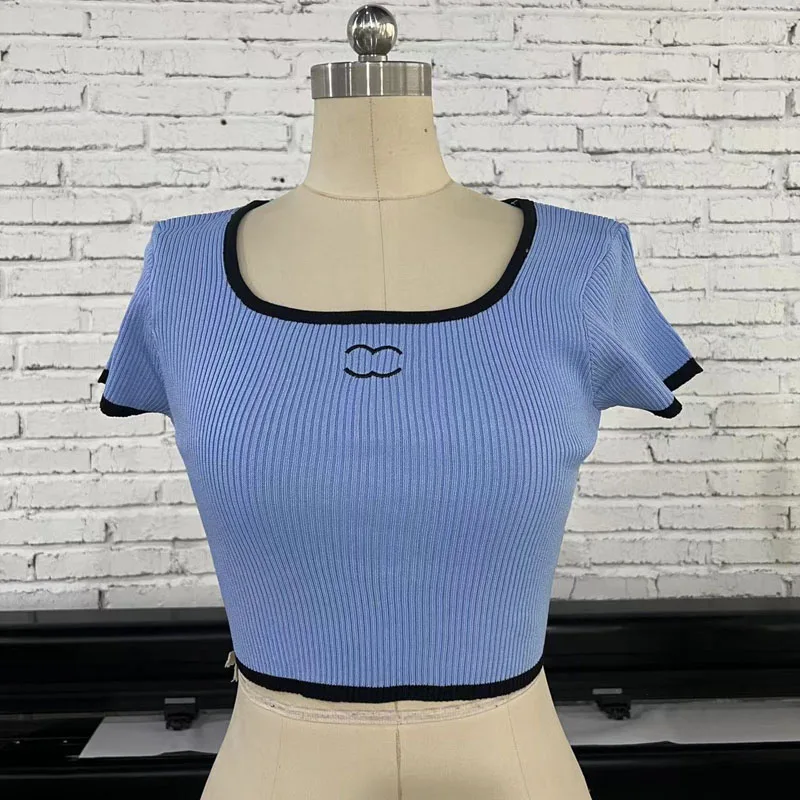 Pearl Diary Summer Assorted Colors Low Neck Exposed Clavicle T-Shirt  Fashion Cute Thin Crop Top Short All-Match Knitting Top Wo - AliExpress