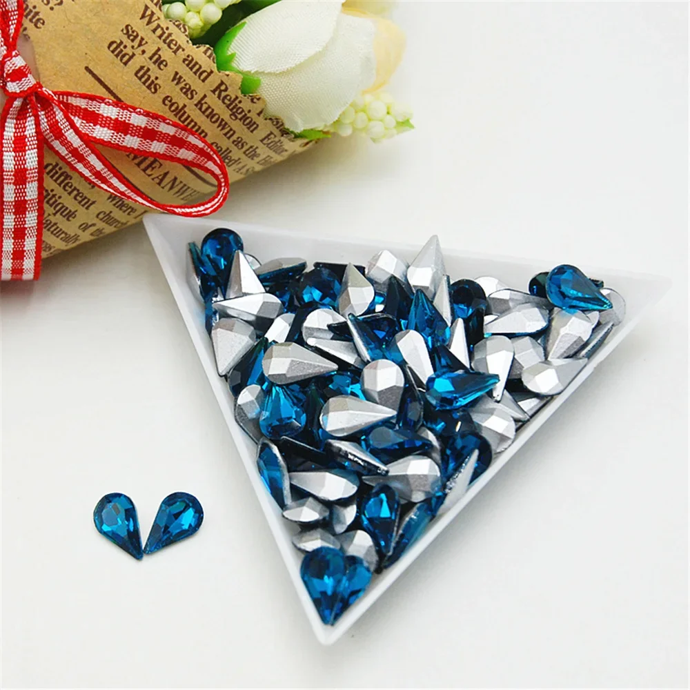 50pcs Colorful Waterdrop Rhinestone Glass Crystal Accessories