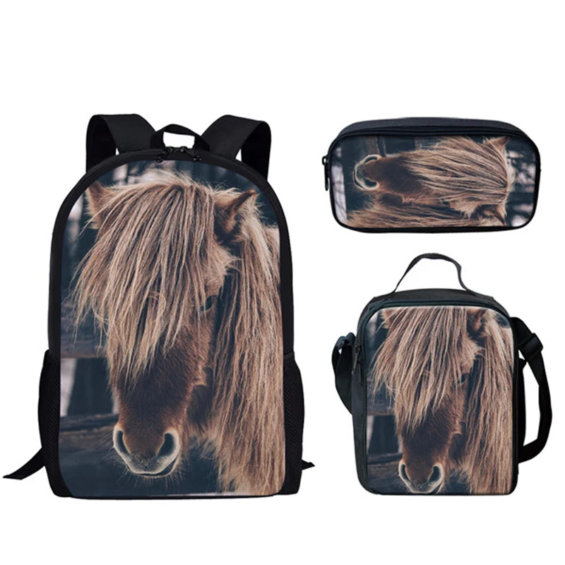 

Custom Horse 3D Print School Bag for Children Primary Kids Backpack Students Book Bags Satchel Bagpack Teen Boy Girl Schoolbags