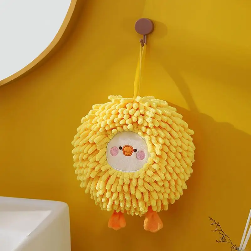 Hand Towel Ball Cute Bath Towel Ball Towels Hand Drying Puff With Loop Fuzzy Towel Ball High Absorbent Cleaning Supplies