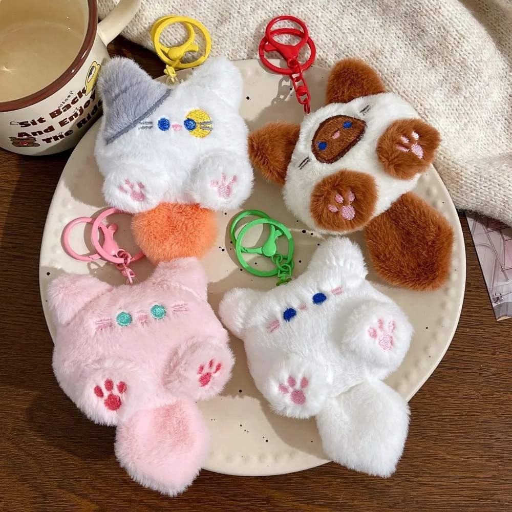 Cat plush keychain soft fluffy cute cat doll cartoon animal key chain gifts accessories