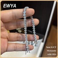 EWYA 2025 Original Full Moissanite Tennis Bracelet for Woman Man 925 Silver Pass Diamond Tester Link Chain Bracelets 14-20cm