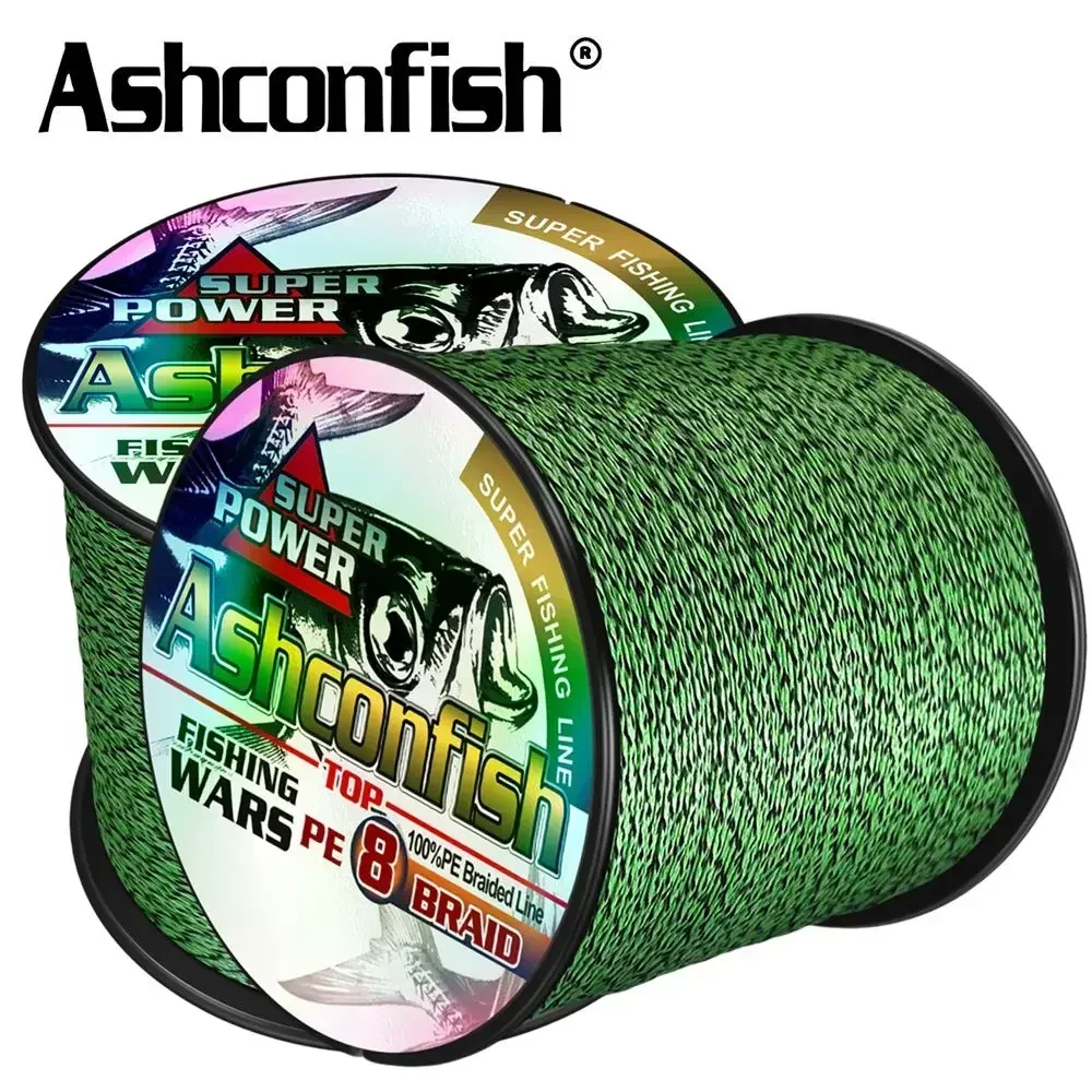 Ashconfish PE 편조 멀티필라멘트 낚싯줄, 강한 일본 코드 스팟 혼합 색상, PE 편조 라인, 8 가닥, 100m 6-300LB
