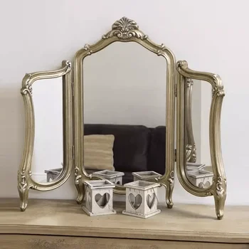Antique Retro Three Folds Mirror Decoration Mirrors Living Room Hanging Stylish Mirror Espejo Decorativo Home Decoration