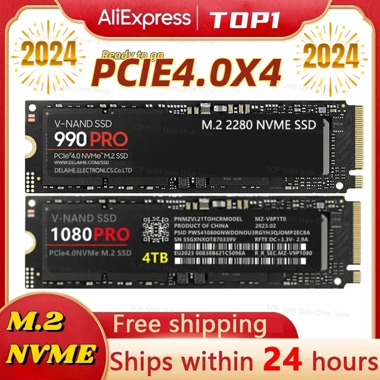 

HOT 1080PRO 4TB SSD Original Brand SSD M2 2280 PCIe 4.0 NVME Read 14500MB/S Solid State Hard Disk For Desktop/PC/PS5 Game Laptop