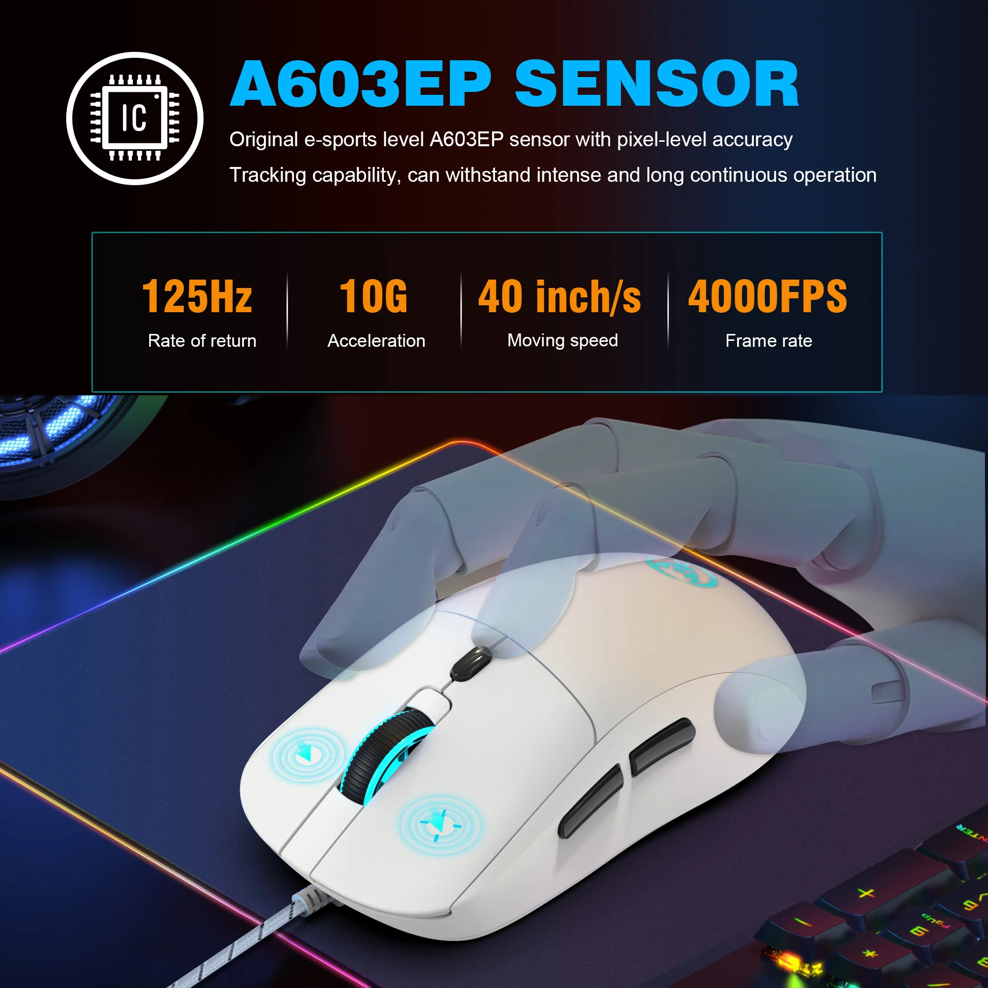 Gaming Mouse 6 Keys Wired Adjustable 3600dpi 7 Colors RGB Comfortable For Home Office Laptop Computer