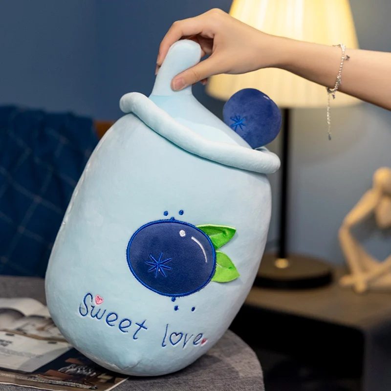 Fruit Bubble Tea Plush Toy Boba Plush Milk Plush Cup Shaped Pillow Real Life Food Stuffed Soft Peach Cushion Kid Birthday Gift