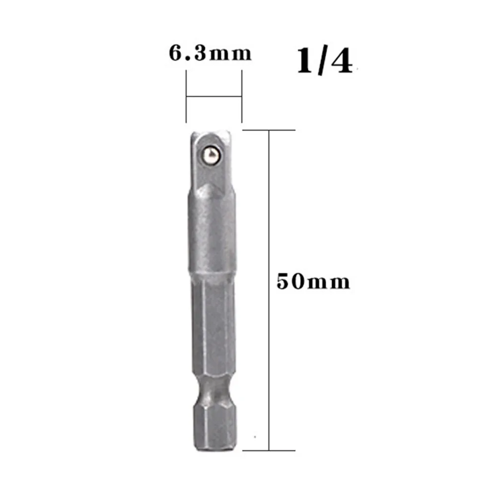 thumbnail image 1 of Adaptador de dado para taladro de acero al cromo-vanadio, vástago hexagonal de 1/4 a dado cuadrado, barra de brocas de conversión de 25, 30, 50 y 65 mm, pieza de herramienta eléctrica, 1 of 5