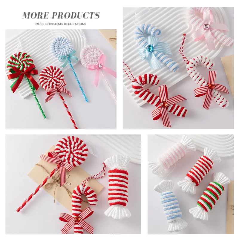 Colorful Candy Cane Xmas Tree Decorations Festive Striped Lightweight Christmas Pendants for Home Decors