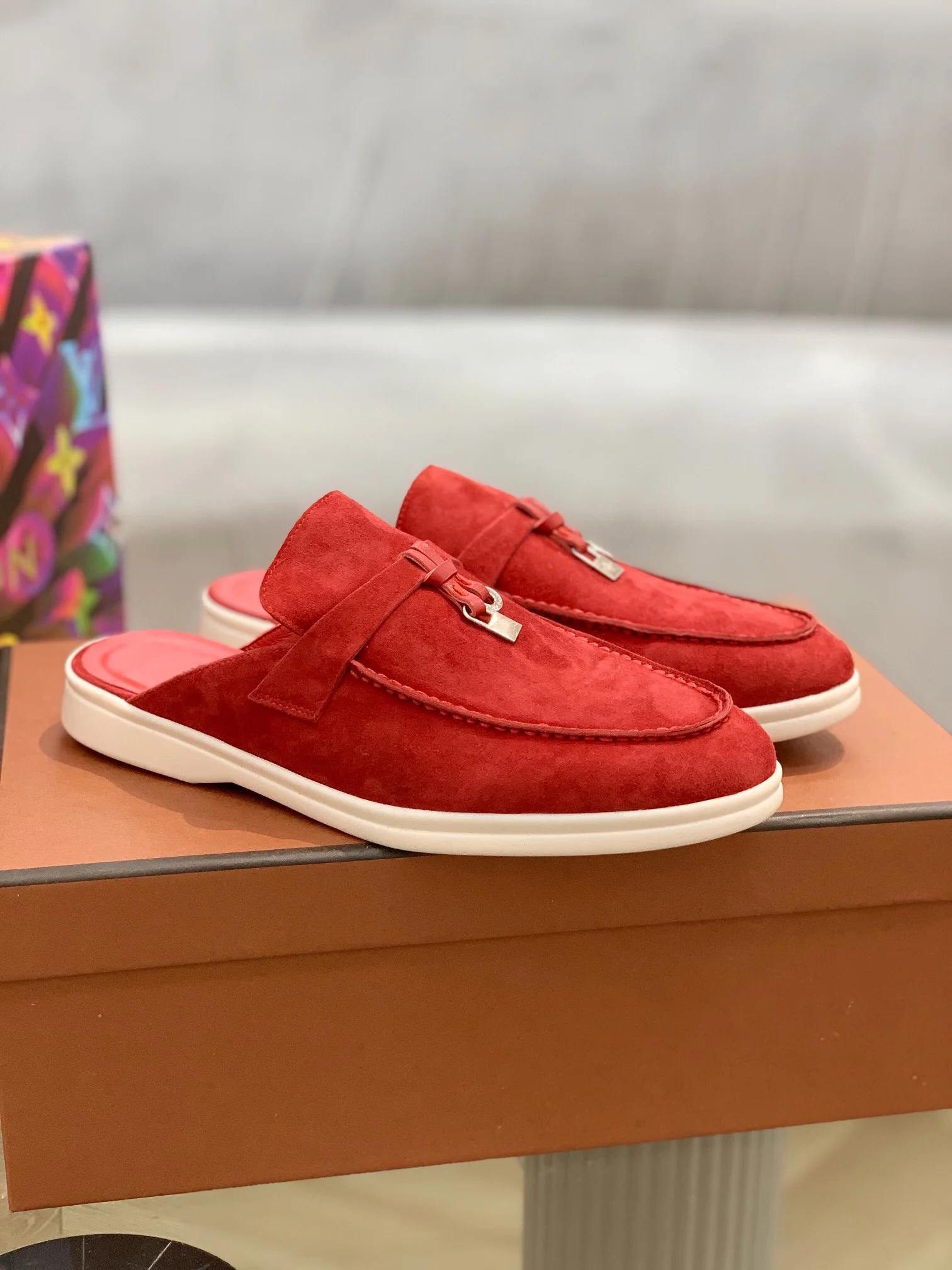 Slippers 2024 Summer New Women's Genuine Leather Bag Head Half Tug Outer Wear Moeller Lazy Shoes