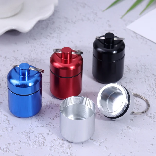 1PC Metal Mini Waterproof Alloy Travel Pill Box Pill Bottle Cache Drug Holder  Container Keychain Medicine Box Health Care - AliExpress