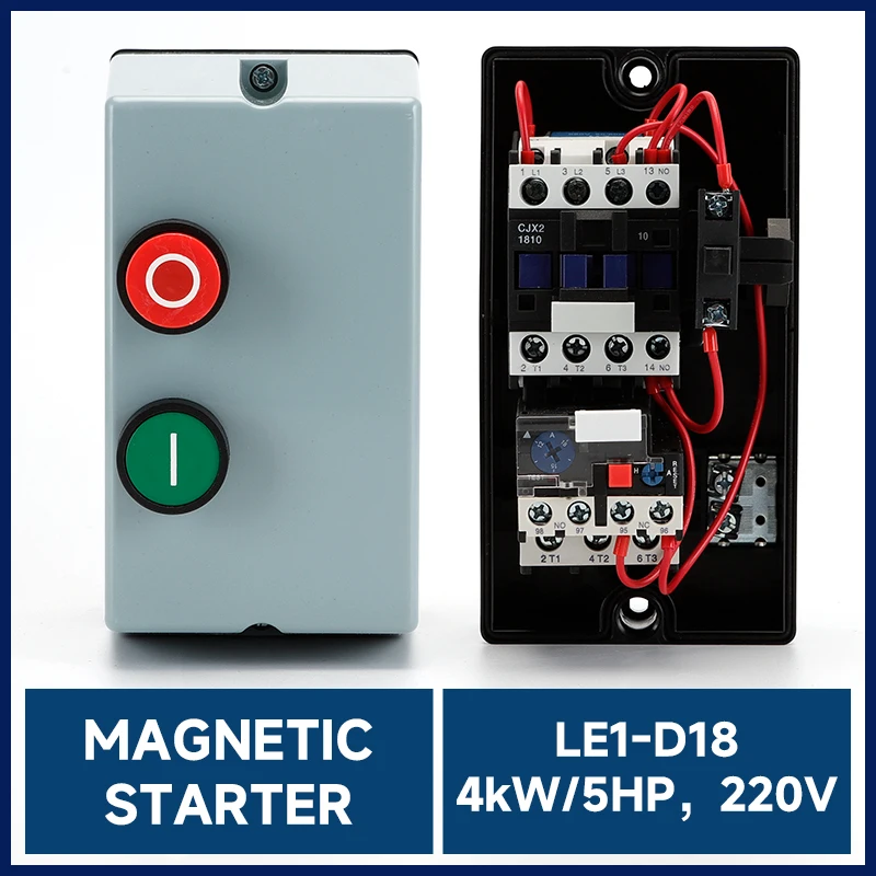 Magnetic Starter LE1-D18  220V 50/60HZ     4KW/5PH   Plastic Housing Motor Starting Switch QCX2(LE1)-12A Motor Protector 12-18A