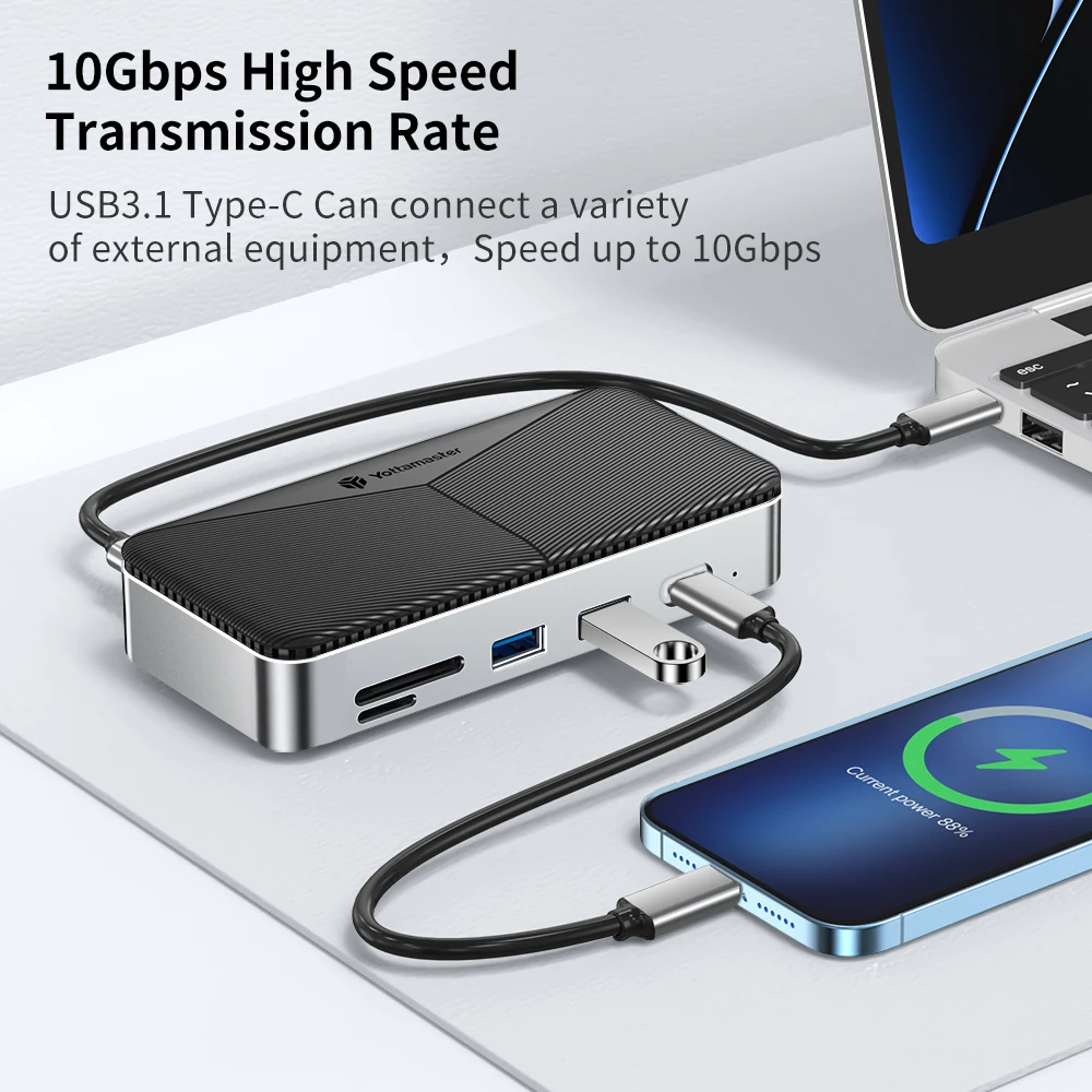 Yottamaster HDD ŷ ̼, M2 SSD Ŭ, USB C, 10Gbps PD, 100W, RJ45, SD, TF, 4K, 10 in 1, Ʈ ƺϿ