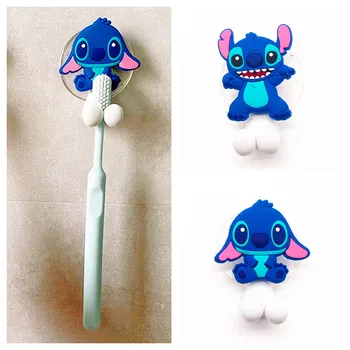 디즈니 만화 스티치 칫솔 홀더, 벽걸이 항균 칫솔 보관 랙, 흡입 컵, 욕실 정리함