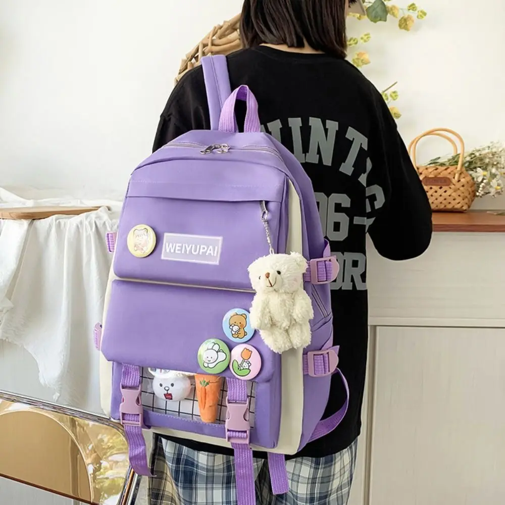 Leisure Nylon Large Capacity Bags Canvas Commute Badge Shoulder Backpack A Set of Four Schoolbag Korean Style School Bag Kids 4