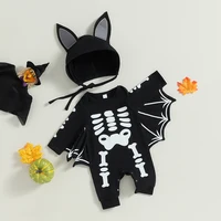 Citgeett Autumn Halloween Infant Baby Boys Girls Romper Outfit Long Sleeve Print Jumpsuit Hat Cosplay Clothes 4