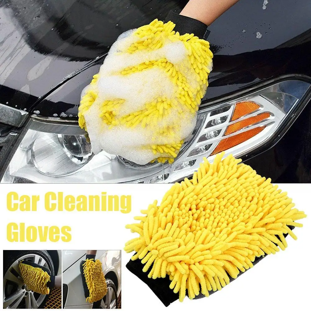 

1PCS Waterproof Car Wash Microfiber Chenille Gloves Thick Car Cleaning Mitt Wax Detailing Brush Auto Care Double-faced Glove