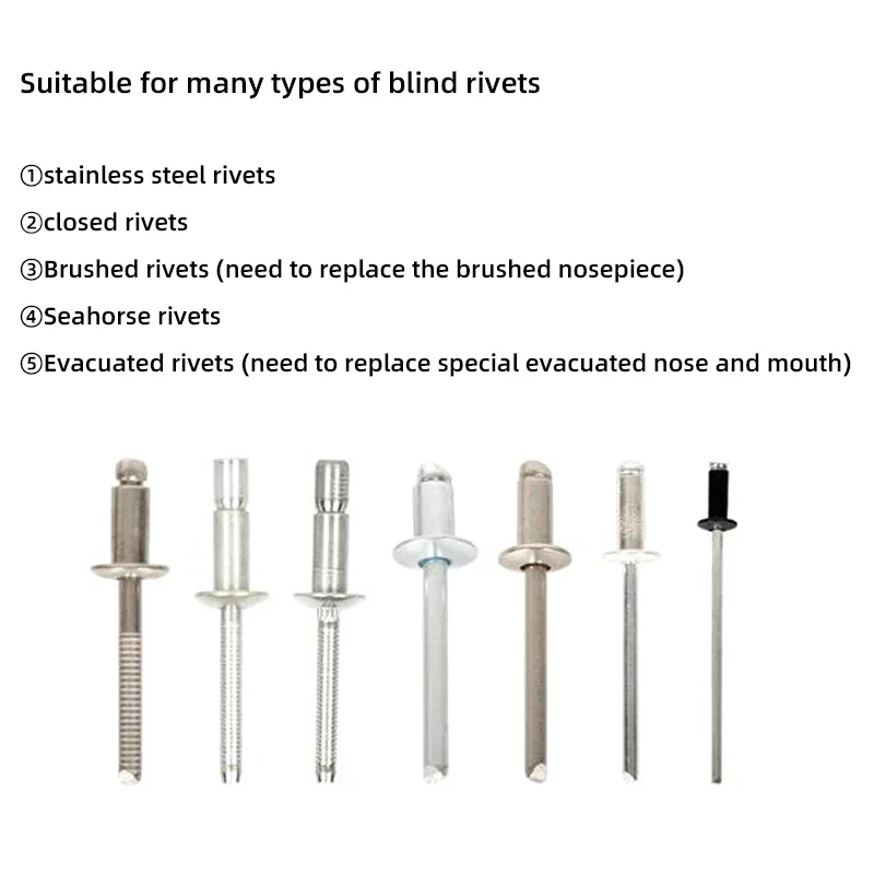 Electric Rivet Gun Rocol RL-520 Lithium Battery Automatic Core Pulling Riveting Tool Stainless Steel Brushed Rivets