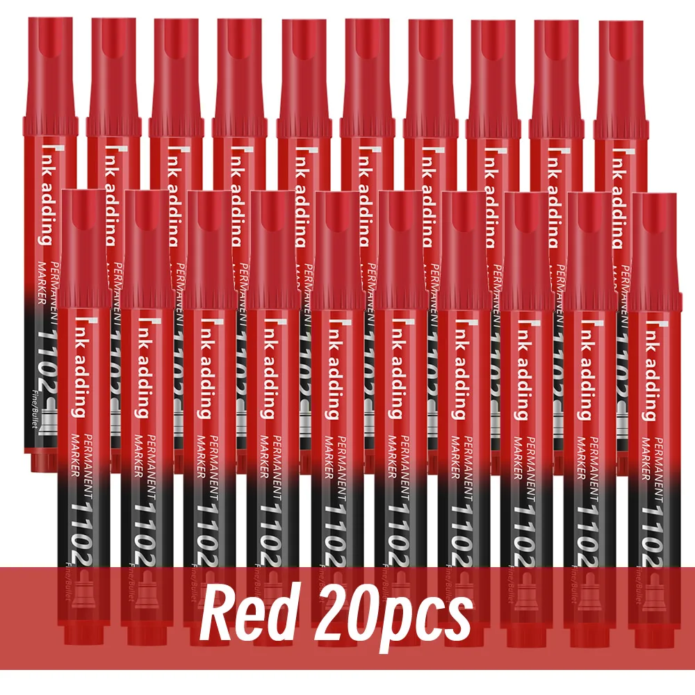 Pack of 1/10/20 Fine Tip Waterproof Permanent Marker Pens - Quick Drying, Multi-Surface Use on Wood, Stone, Metal & Glass; Assorted Colors