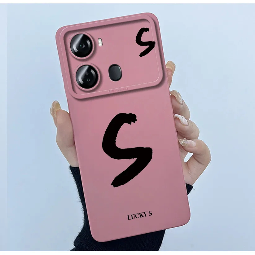 Lucky Initial Letter Soft Matte Silicone TPU Shockproof Phone Case