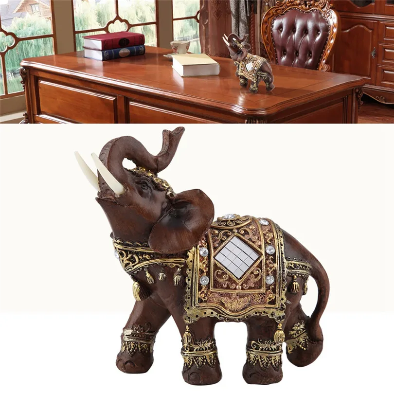 Elephant Statue Decor Feng Shui Statue Resin Elephant Figurine Home Decor Elephant  Gifts For Women Mom Men Dad