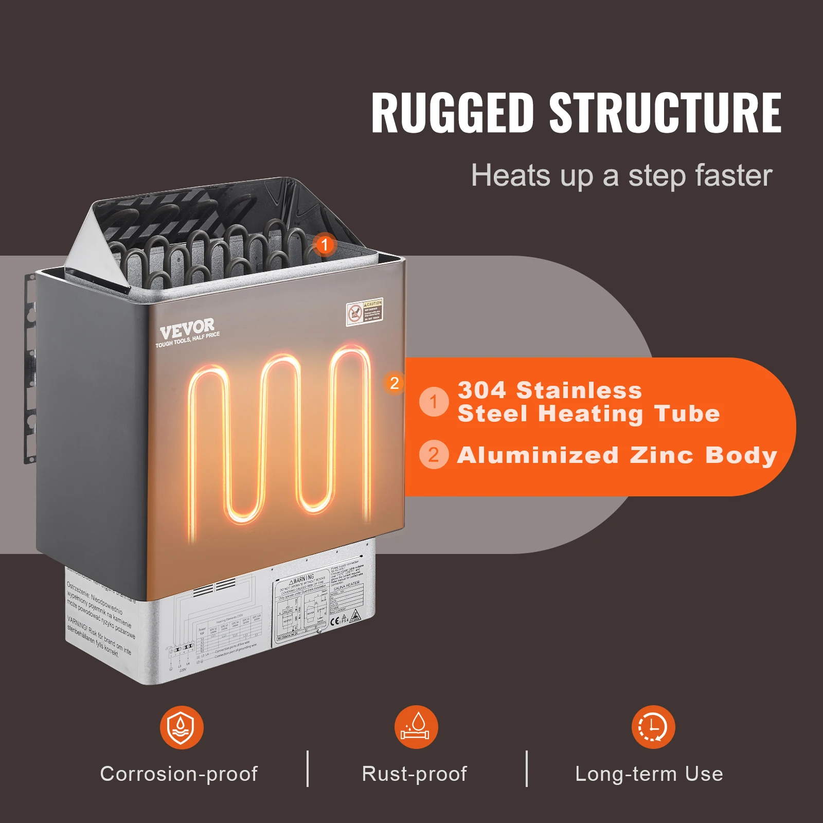 VEVOR Sauna Heater 3/4.5/6/9KW 220V Electric Sauna Stove Steam Bath Sauna Heater for Max. 317-459 Cubic Feet Home Hotel Spa 3