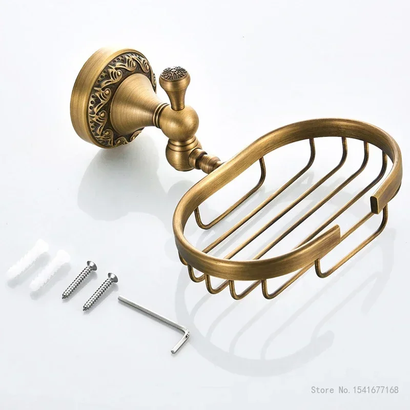 Bronze Colour Drainage Soap Box, Copper Creative European Style Home Bathroom Supplies Tray, Wall Mounted Storage Soap Rack, 1Pc