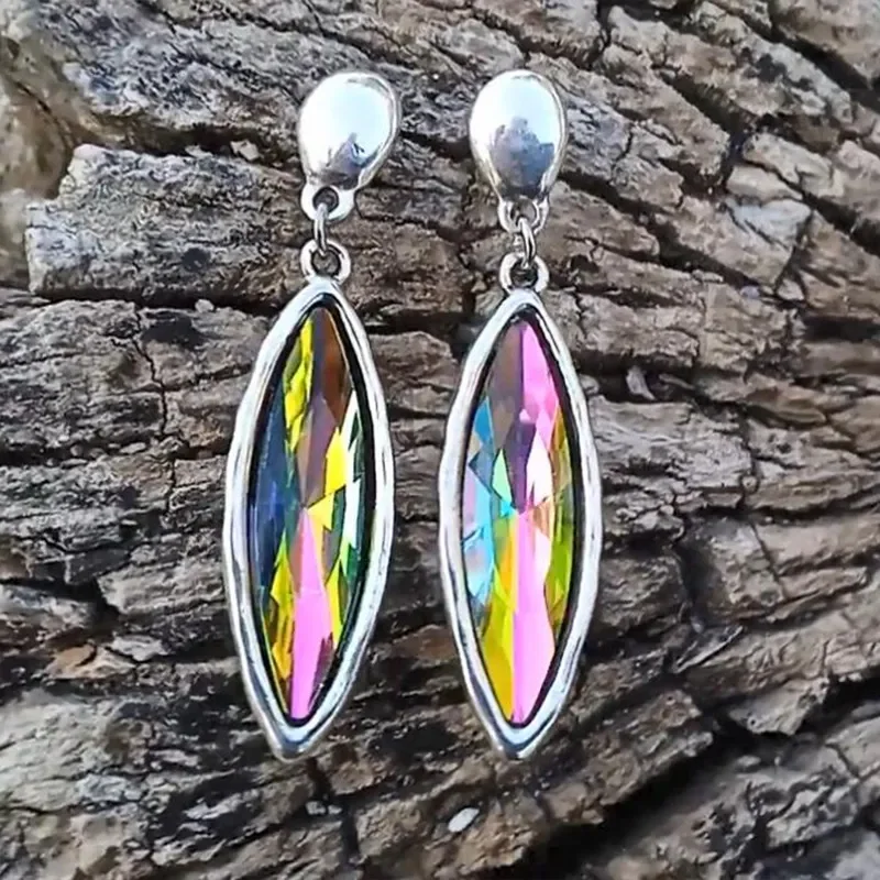 

Bohemian Inlaid With Colored Zircon Earrings Fashion Personality Long Dangle Earrings for Women Party Gift
