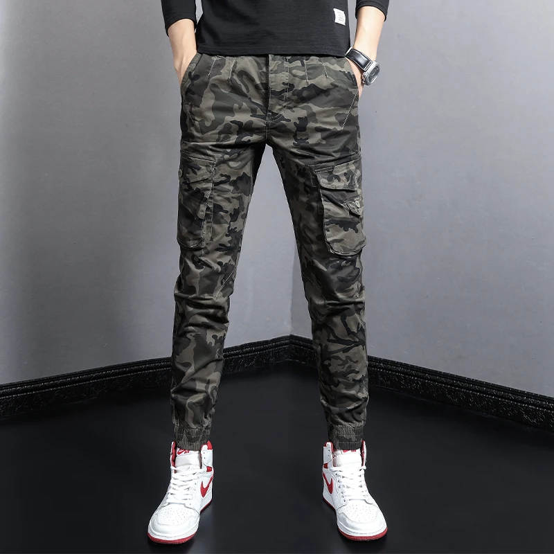 

Fashion Streetwear Men Jeans Slim Fit Multi Pockets Casual Cargo Pants Hombre Hip Hop Joggers Men Camouflage Military Trousers