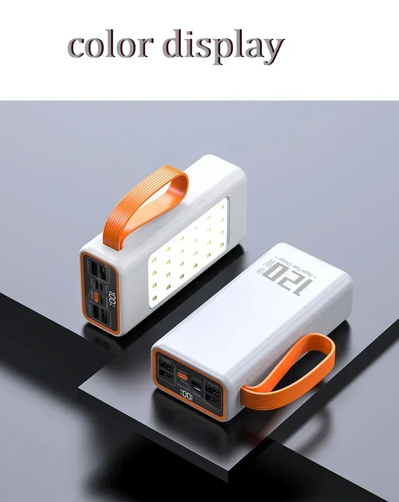 20000mAh Portable Power Bank 120W Fast Charging Powerbank External Battery for IPhone Xiaomi Laptop LED Flashlight Camping New