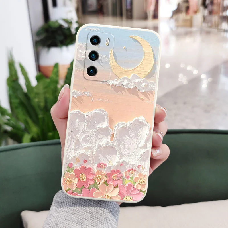 Artistic Oil Flower Design Liquid Silicone Phone Case - Elegant and Durable Cover