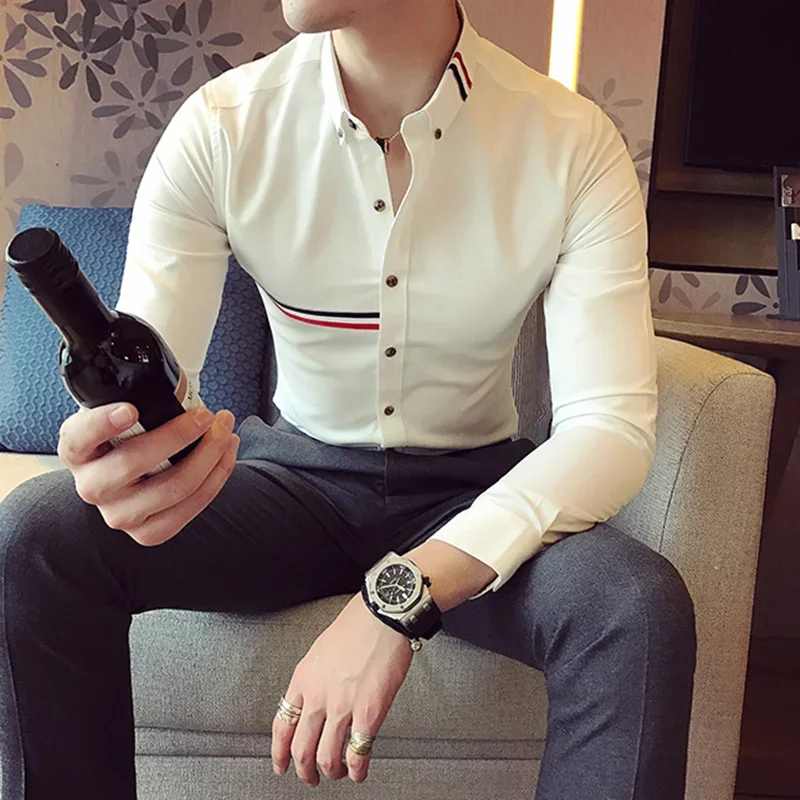 Men's Brand Clothing Premium Long-sleeved Shirt Spring Clothes  Business  Casual Lapel Fashion Single Breasted Cotton  NEW  2024 [puma]premium cotton tee premium cotton tee