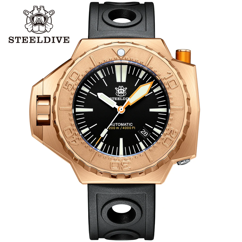 STEELDIVE Brand SD1969S 56MM Oversize Solid Bronze Case Super Blue Luminous NH35 Movement 1200M Waterproof Dive Watches Reloj