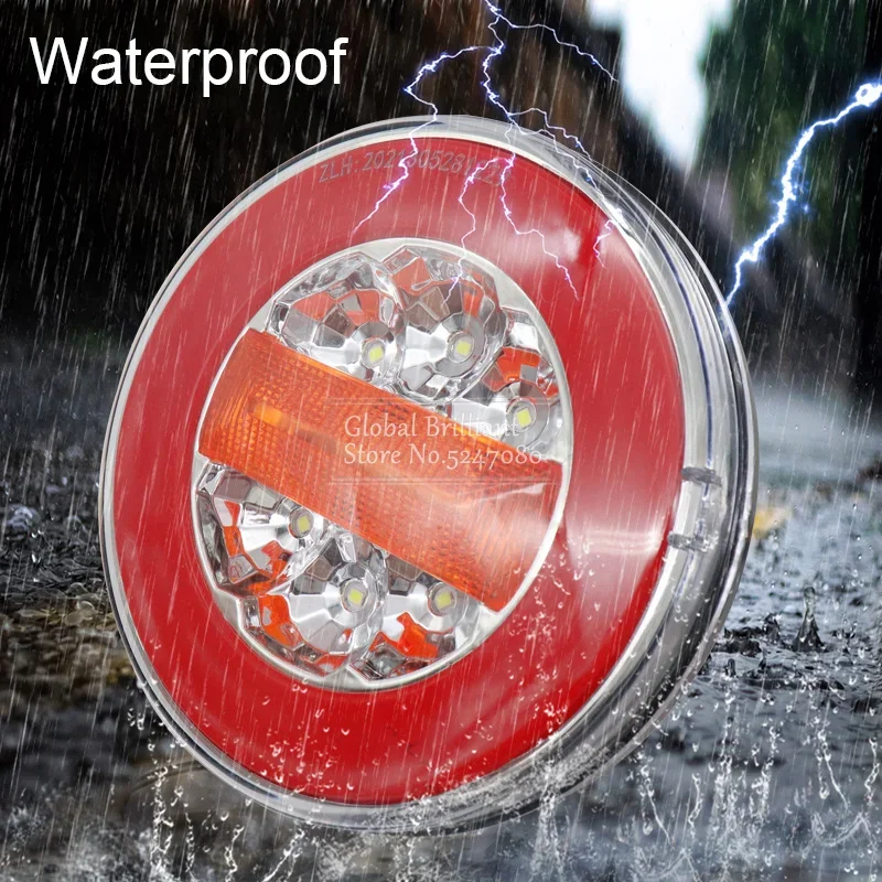 NWpangu LED Truck Achterlichten, 24-LED Flush Mount Ronde Remstop